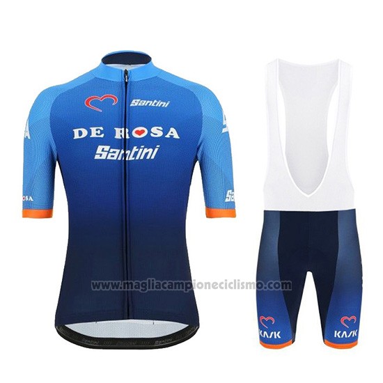 2019 Abbigliamento Ciclismo De Rosa Blu Manica Corta e Salopette